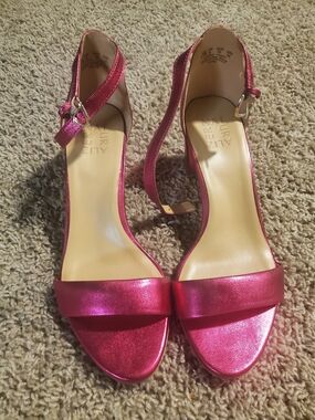 Naturalizer Pink Metallic Ankle-Strap Sandals